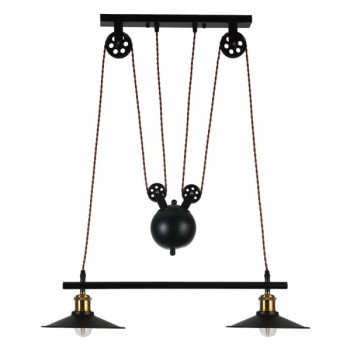 Distribuidor - Lâmpadas Diversas | Lâmpadas Rústicas | COLGANTE TRIGUERO 2XE27 NEGRO REGX22X70 CM Ref: 132692009
